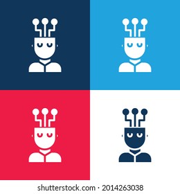 AI blue and red four color minimal icon set