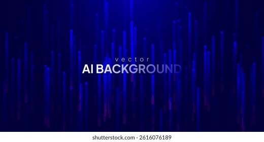  Ai blue tech abstract background with flowing lines, digital particles and cyber tech vibes, ideal for web banners and hi-tech concepts. Vector