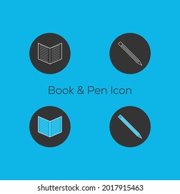 Ai Book And Pen Icon Set