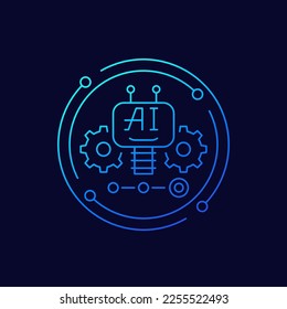 AI-Bot-Symbol, Künstliche Intelligenz, lineares Design