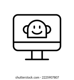 ai bot symbol flat line icon