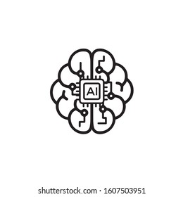 Vector del logotipo de Inteligencia Artificial del Cerebro de AI