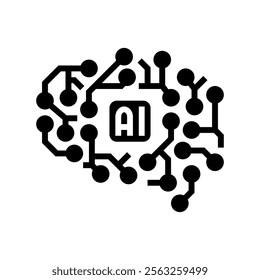 ai brain big data glyph icon vector. ai brain big data sign. isolated symbol illustration