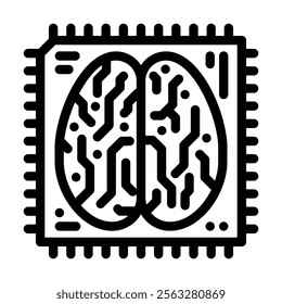 ai brain big data line icon vector. ai brain big data sign. isolated contour symbol black illustration
