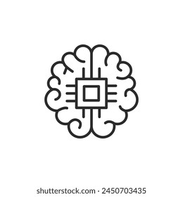 Icono de AI Brain Chip. Una simple ilustración que ilustra la fusión de la inteligencia artificial con las funciones cognitivas humanas, perfecta para temas sobre integración de IA y redes neuronales. Ilustración vectorial