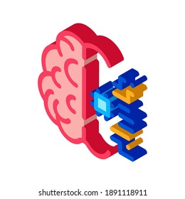 Ai Brain Chip Icon Vector. Isometric Ai Brain Chip sign. color isolated symbol illustration