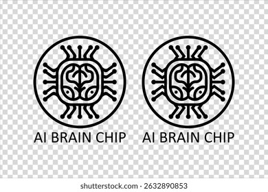 Ai brain chip icon vector set futuristic neural circuit technology vector design isolated background.