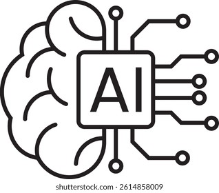 AI brain chip logo. Brain circuit ai tech concept icon. AI Processor vector icon