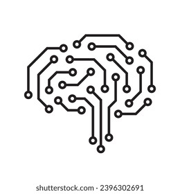 AI brain circuit board icon, Artificial intelligence technological chip, Vector illustration