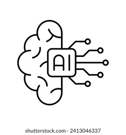 AI brain circuit board icon, Artificial intelligence technological chip, Vector illustration