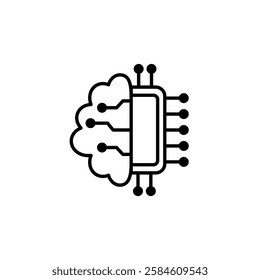 AI brain circuit board icon, Artificial intelligence technological chip, simple flat style, illustration, logo sign symbol pictogram template, for ui or ux isolated on white for mobile app, editable