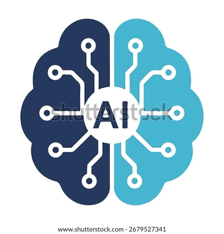AI brain circuit flat design vector illustration