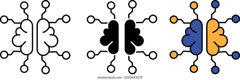 AI Brain Circuit Network Icon – Digital Innovation Technology with Neural Network Concept for Future Solutions with Transparent Background
