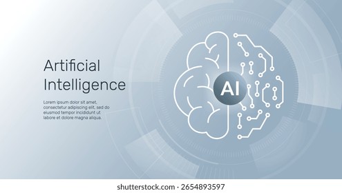 Concepto de cerebro de IA. Chip de IA en el cerebro humano. Icono de inteligencia artificial de la Tecnología de la IA con el aprendizaje automático, IA generativo. Concepto de fondo de Tecnología.