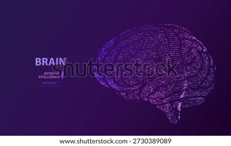 AI brain concept. Glowing dots brain vector. Biology mind background.