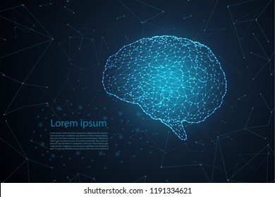 AI Brain Concept With Polygonal Brain Vector Illustration