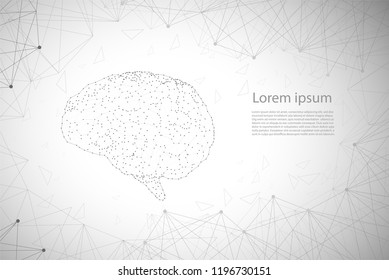 AI brain concept with polygonal brain vector illustration