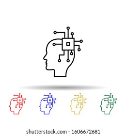 Ai, brain, cpu multi color style icon. Simple thin line, outline vector of creative thinking icons for ui and ux, website or mobile application