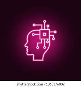 Ai, brain, cpu neon icon. Elements of Creative thinking set. Simple icon for websites, web design, mobile app, info graphics