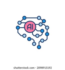 AI Brain creative icon - vector Artificial Intelligence concept modern symbol - Side View 