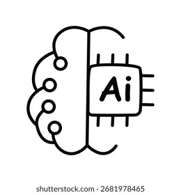 Ai Brain doodle icon eps 10 file