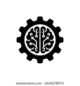 AI Brain Embedded Inside Mechanical Gear Icon