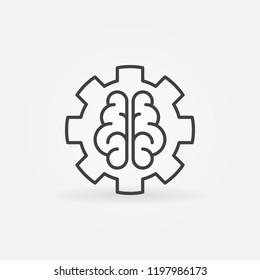 AI brain in gear concept minimal outline icon or design element