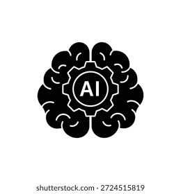 AI Brain Gear Ícone Representando Aprendizado de Máquina e Tecnologia Cognitiva