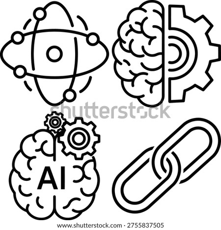 AI brain with gear and technology