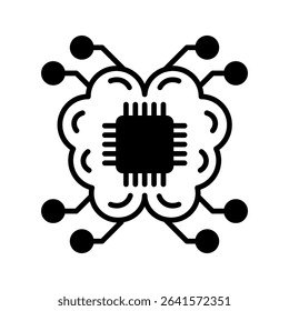 Ai Brain glyph icon, use for machine learning, education, technology industry, UI, UX kit, app and web development, digital or print.