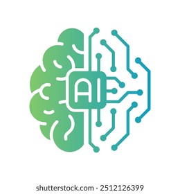 AI brain icon. Artificial intelligence brain circuit board chip vector illustration.