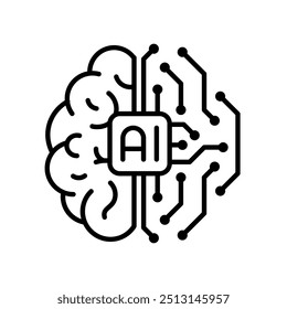 Ícone do cérebro da IA. Símbolo de placa de circuito de inteligência artificial.