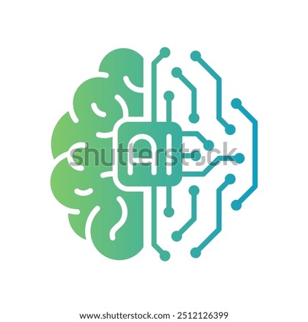 AI brain icon. Artificial intelligence brain circuit board chip vector illustration.