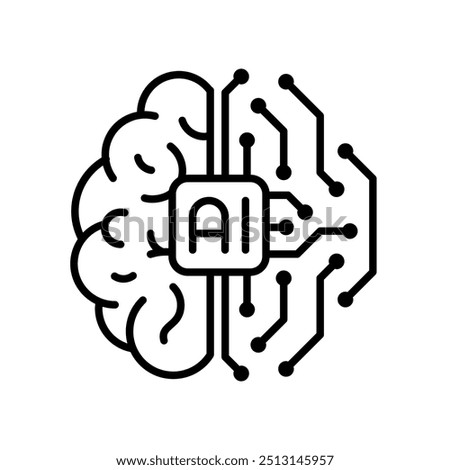 AI brain brain icon. Artificial intelligence circuit board symbol.