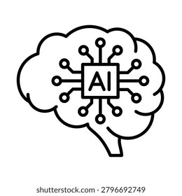 AI Brain Icon, Cognitive Computing and Humanlike Intelligence Synthesis for Complex Problem Solving, Empowering Next Generation Automation and Decision Analytics