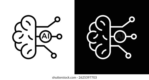 Icono de cerebro AI concepto de trazo sobre fondo blanco
