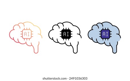Ai Brain icon design with white background stock illustration