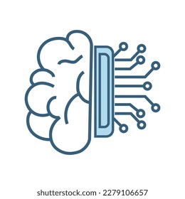 AI brain icon lines style, brain link with circuits system of artificial intelligence opporatating system, modern AI smart, robotic and cloud computing