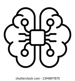 Ai brain icon. Outline ai brain vector icon for web design isolated on white background