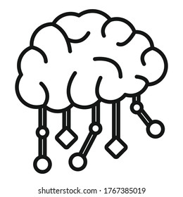 Ai brain icon. Outline ai brain vector icon for web design isolated on white background