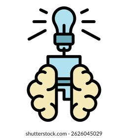 Icono de cerebro de aire. Esquema ai Vector cerebral icono de color plano aislado