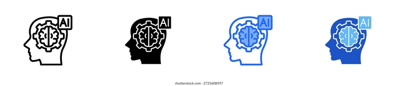 Ai Brain Icon Set Multiple Style Collection
