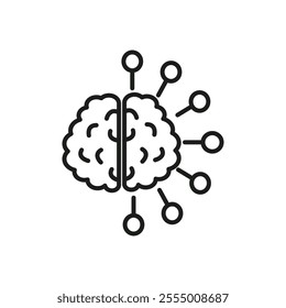 AI brain icon Simple thin line flat symbol
