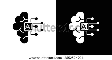 AI brain icon symbol collection. Flat vector stock illustration.