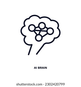 ai brain icon. Thin line ai brain icon from ai and future technology collection. Outline vector isolated on white background. Editable ai brain symbol can be used web and mobile