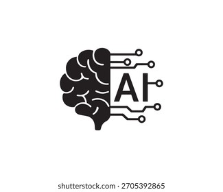 Ilustración de diseño de Vector de icono de cerebro AI