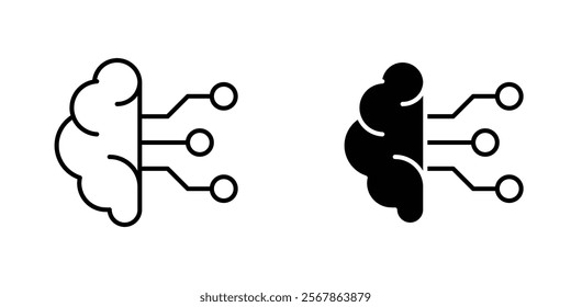 AI brain icons collection in Filled flat and thin line style.