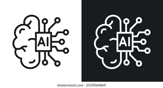 AI brain icons. vector set in black colors