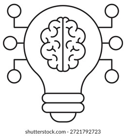 KI Brain Idea Icon, KI Creative Brain, Intelligente Idee, Intelligente Innovation, Digitales Denken, Vektorgrafik