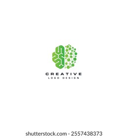 AI Brain logo icon flat vector design